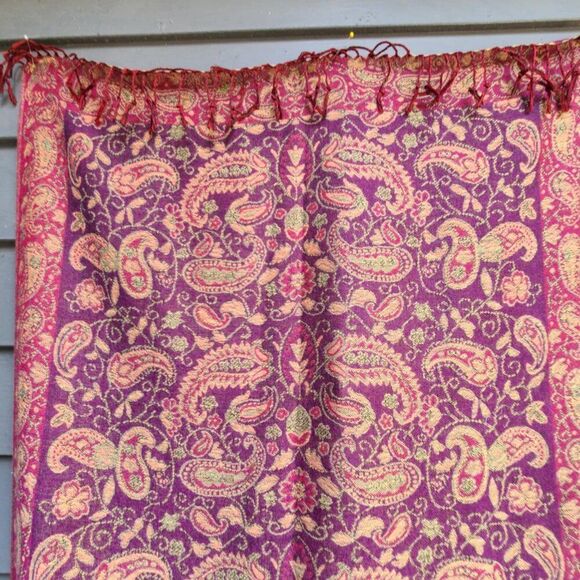 Gorgeous Paisley Red Gold Brown Pashmina Cashmere and Silk - Picture 8 of 12
